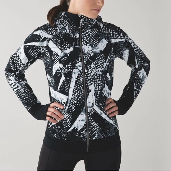 Lululemon Scuba Hoodie 3 Full Zip Black White Static Mist Jacket Size 6 - Picture 1 of 16
